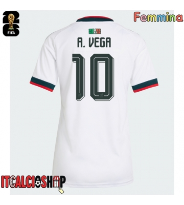Messico Alexis Vega #10 Seconda Maglia Femmina Mondiali 2026 Manica Corta